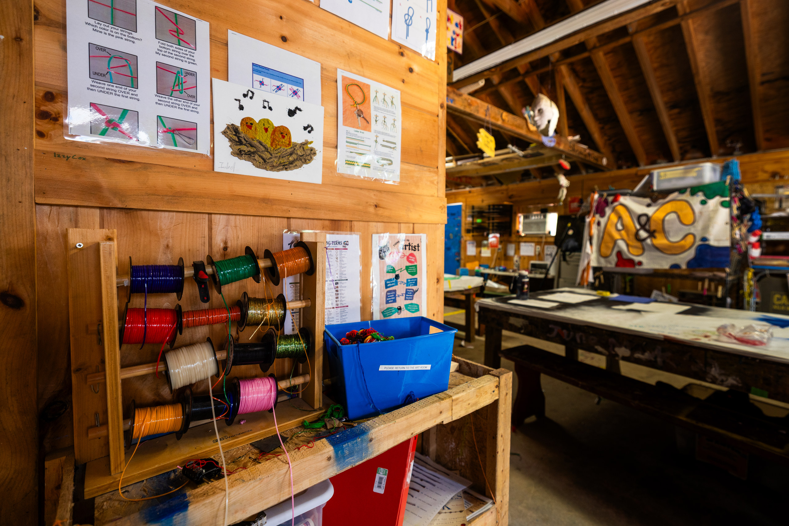 The arts and crafts room at Camp Kingswood, empty and ready